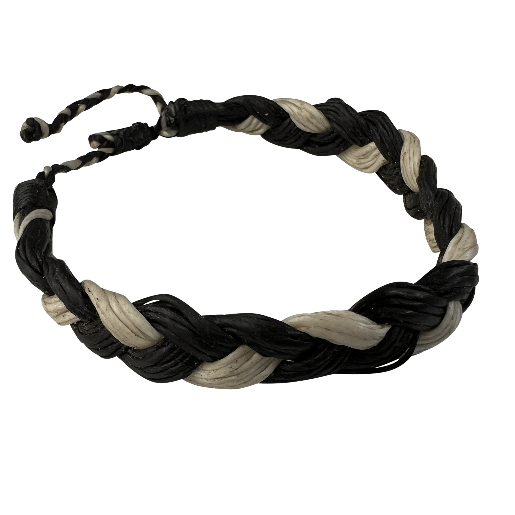 Black White Wax Cotton Bracelet Wristband Bangle Mens Womens Boys Girl Jewellery