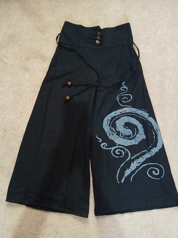Black Wide Leg Palazzo Harem Pants Womens Ladies Baggy Thailand Summer Trousers