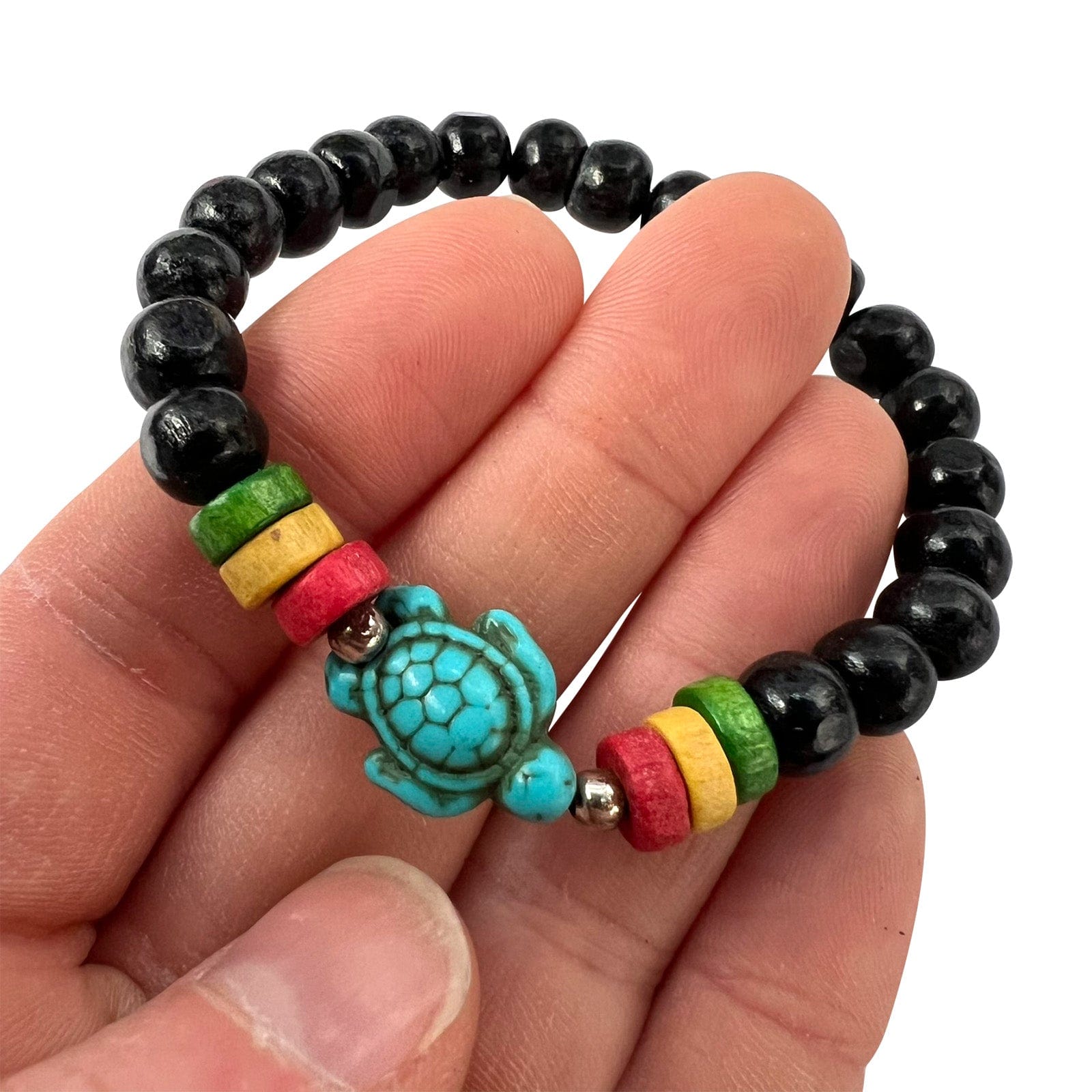 Black Wood Turtle Bead Bracelet Wristband Bangle Mens Womens Handmade Jewellery