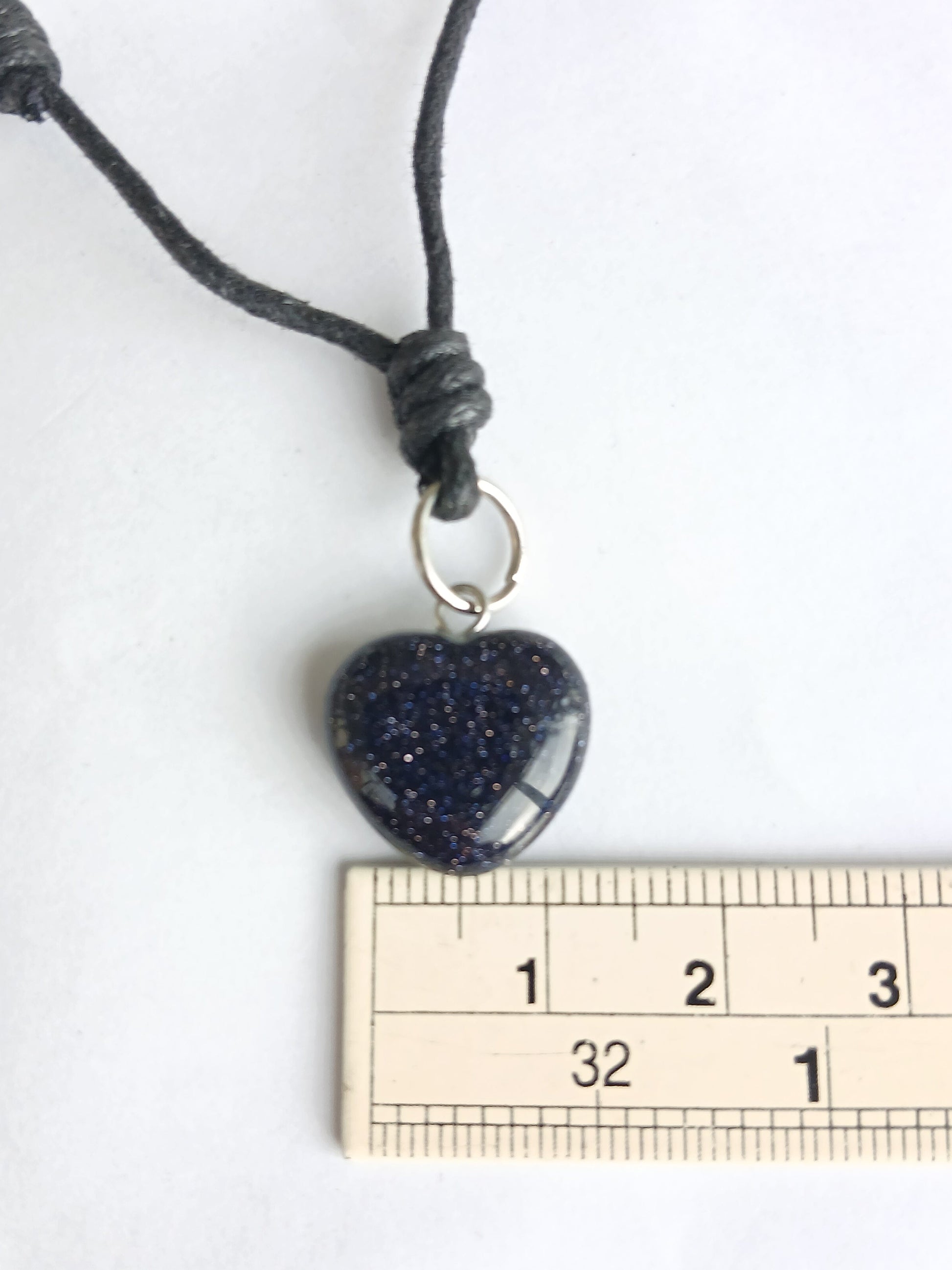 Blue gold stone Heart charm crystal gemstone pendant necklace choker black cord