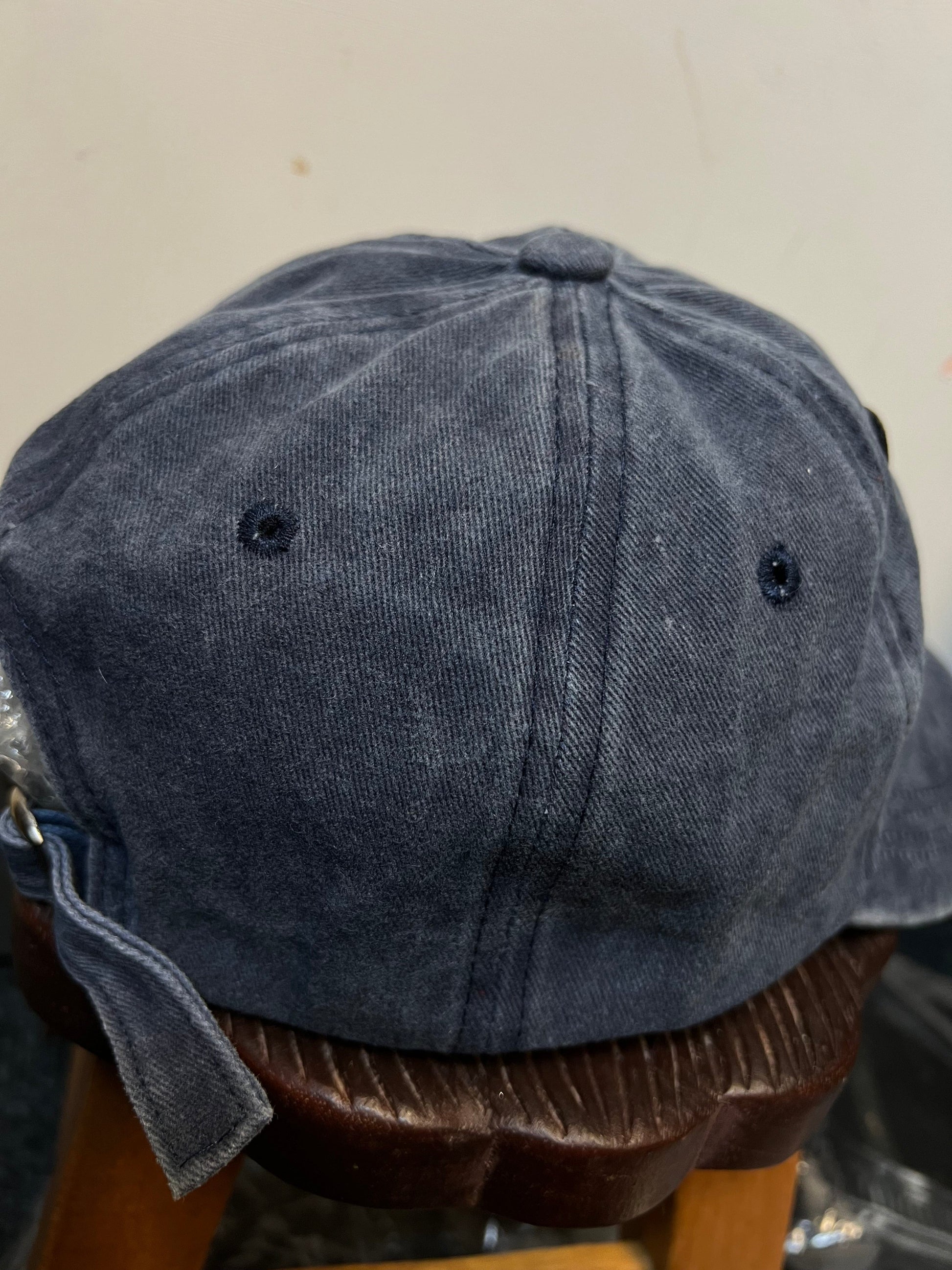 Blue Navy Baseball Hat Grey Wolf Embroidered Patch on Cap one size