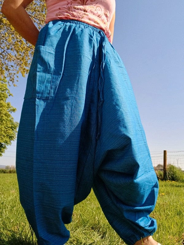 Blue Turquoise Genie Harem Pants Travel Holiday Summer Baggy Wide Hippy Trousers