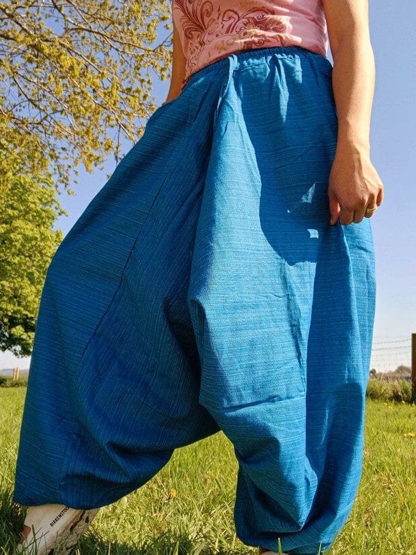 Blue Turquoise Genie Harem Pants Travel Holiday Summer Baggy Wide Hippy Trousers