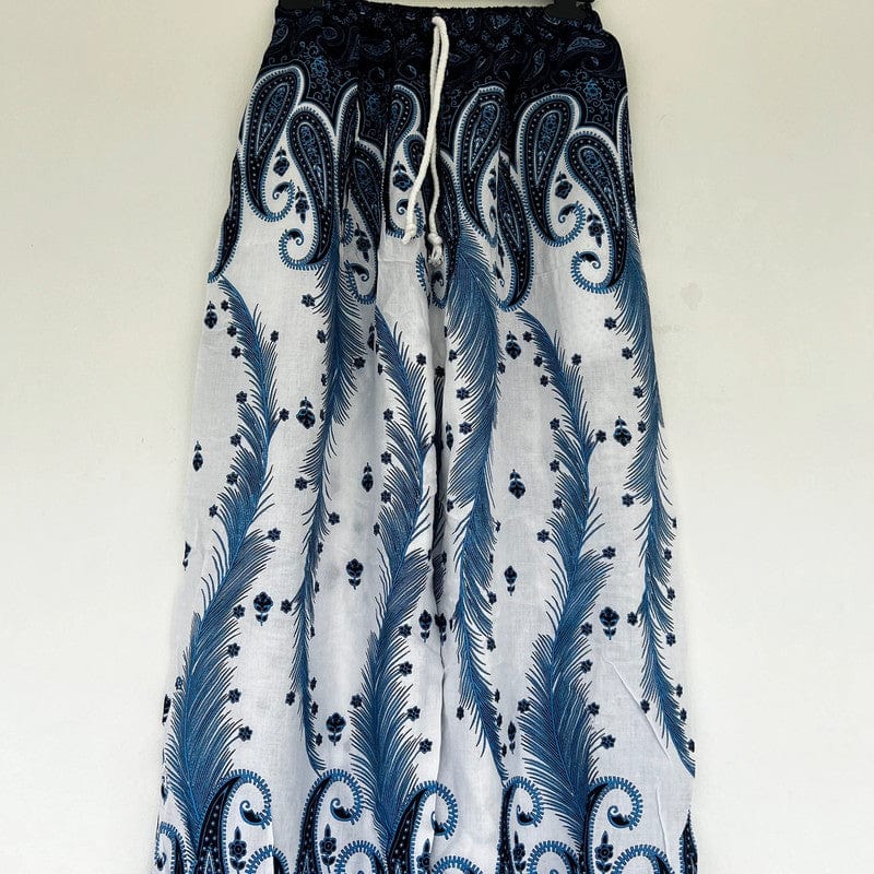 Blue White Harem Pants Summer Holiday Beach Womens Ladies Genie Aladdin Trousers
