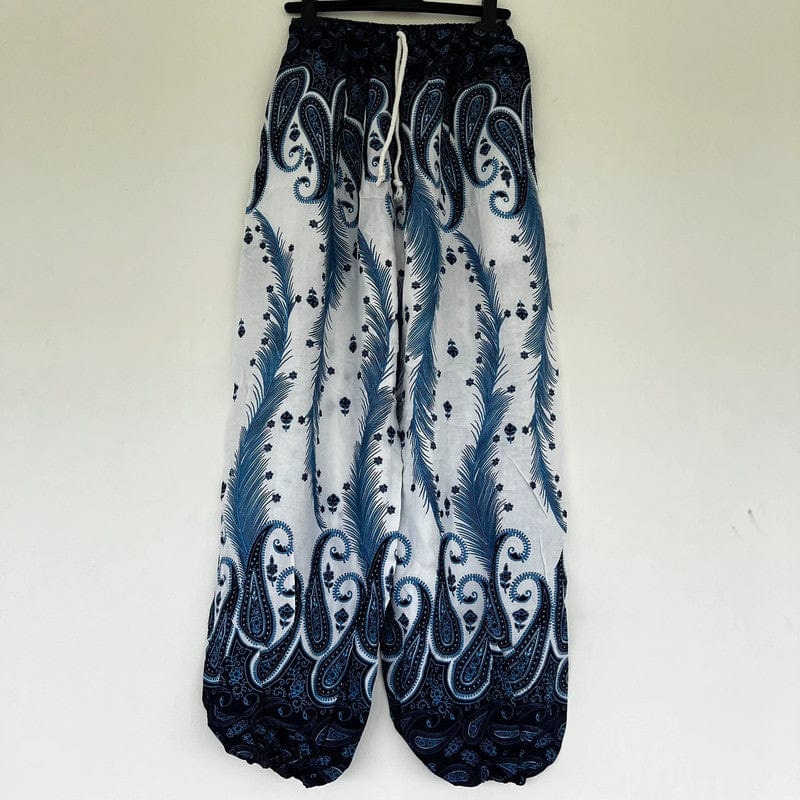 Blue White Harem Pants Summer Holiday Beach Womens Ladies Genie Aladdin Trousers