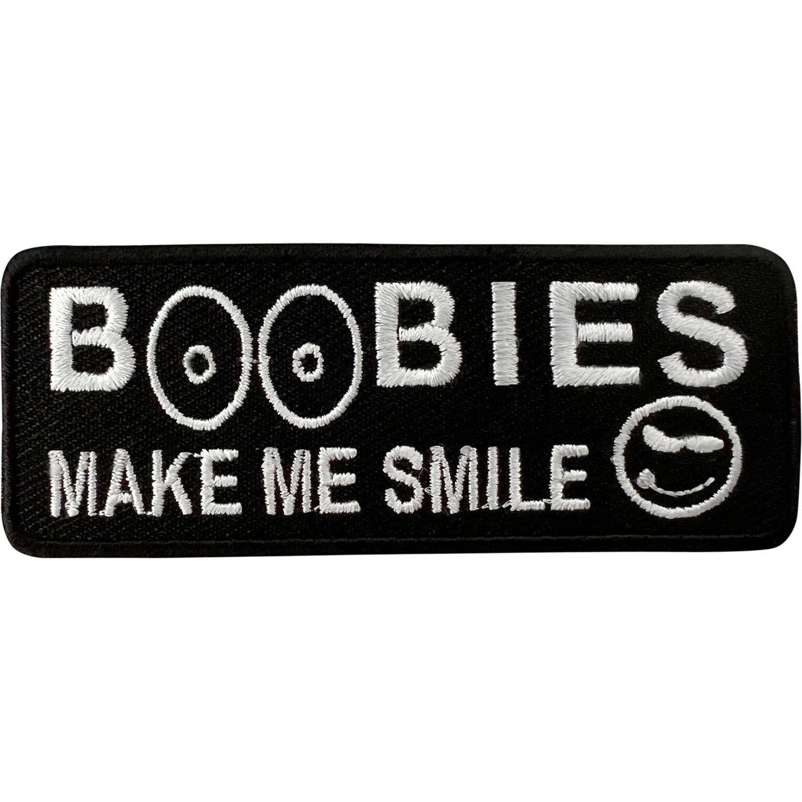 Boobies Make Me Smile Iron Sew On Biker Motorcycle Jacket Vest Embroidered Badge