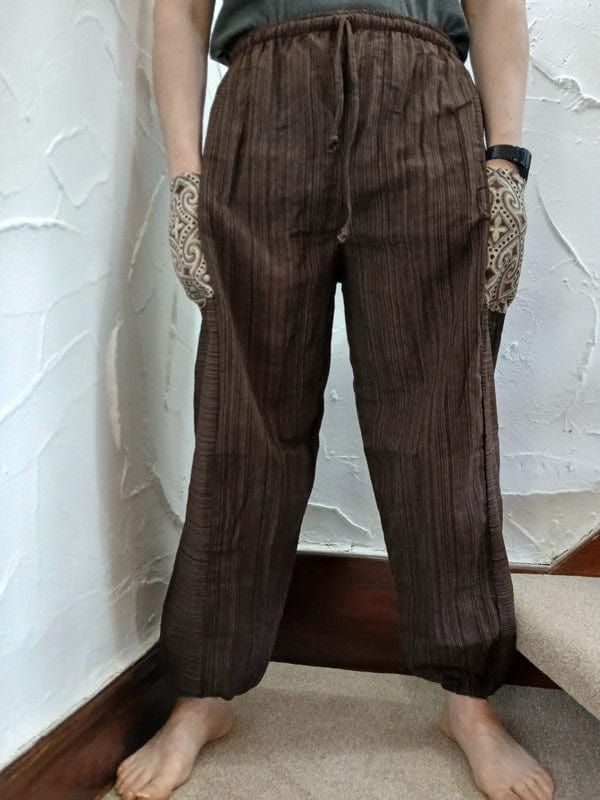 Brown Harem Pants Lightweight Summer Holiday Travel Mens Womens Hippy Trousers