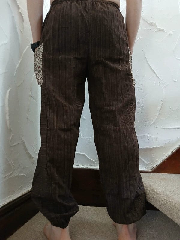 Brown Harem Pants Lightweight Summer Holiday Travel Mens Womens Hippy Trousers