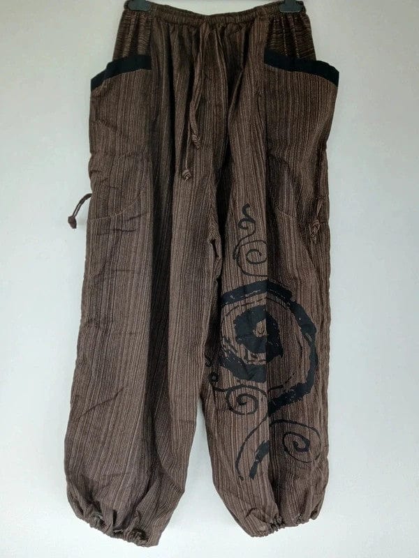 Brown Harem Pants Wide Leg Genie Baggy Aladdin Hippy Trousers Clothes One Size