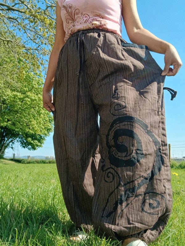 Brown Harem Pants Wide Leg Genie Baggy Aladdin Hippy Trousers Clothes One Size