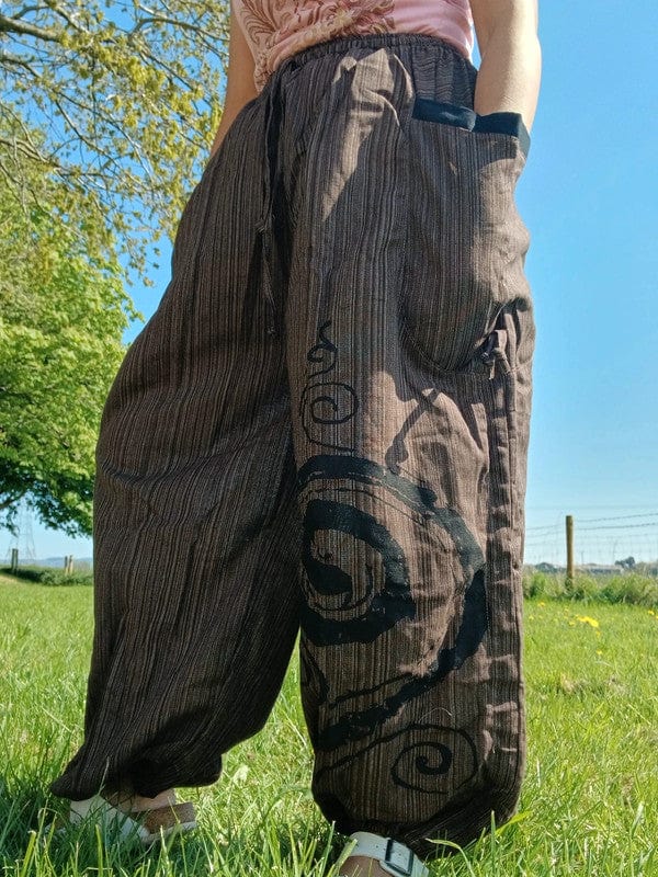 Brown Harem Pants Wide Leg Genie Baggy Aladdin Hippy Trousers Clothes One Size