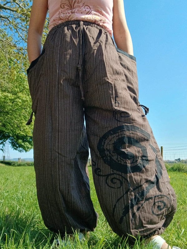 Brown Harem Pants Wide Leg Genie Baggy Aladdin Hippy Trousers Clothes One Size
