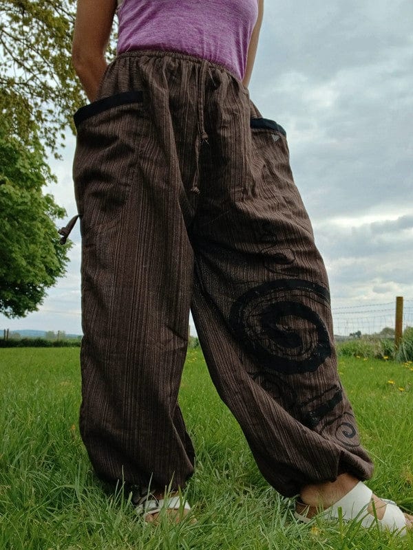 Brown Harem Pants Wide Leg Genie Baggy Aladdin Hippy Trousers Clothes One Size