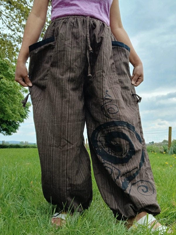 Brown Harem Pants Wide Leg Genie Baggy Aladdin Hippy Trousers Clothes One Size