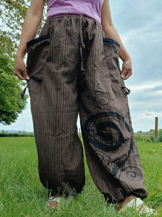 Brown Harem Pants Wide Leg Genie Baggy Aladdin Hippy Trousers Clothes One Size