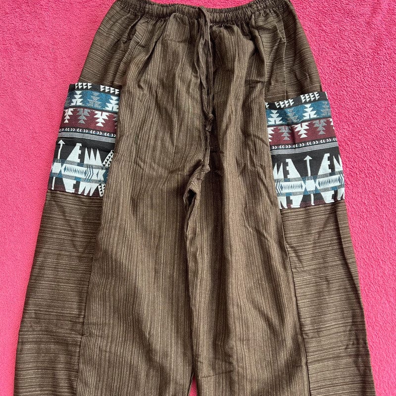 Brown Trousers Wide Leg Fit Hippie Baggy Harem Pants Thai Joggers Mens Womens