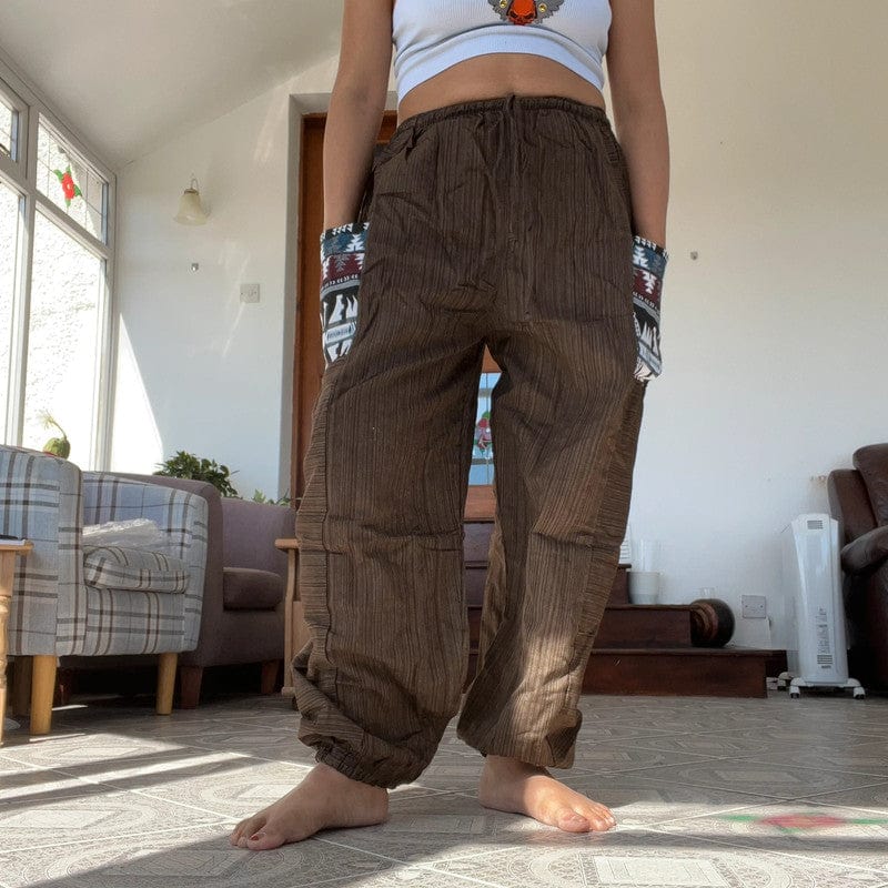 Brown Trousers Wide Leg Fit Hippie Baggy Harem Pants Thai Joggers Mens Womens