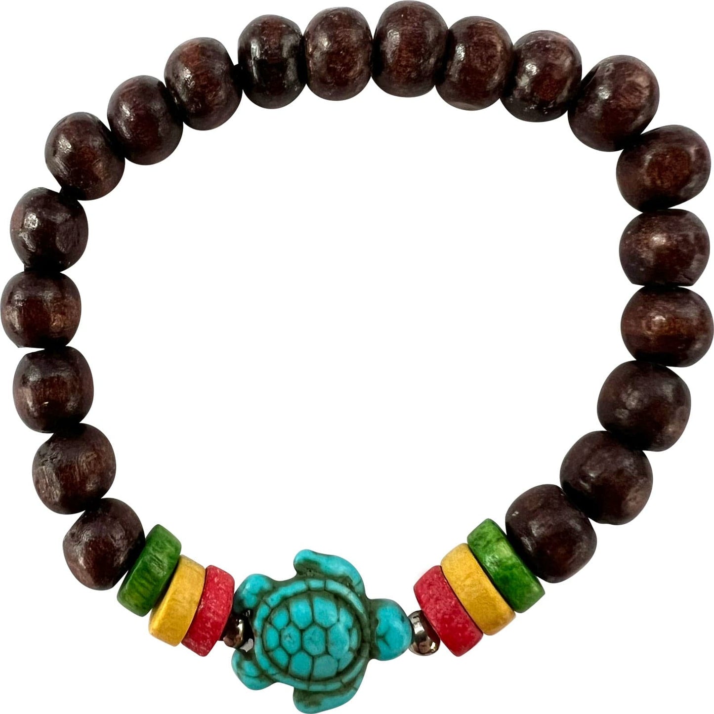 Brown Wood Turquoise Turtle Bead Bracelet Wristband Bangle Mens Ladies Jewellery