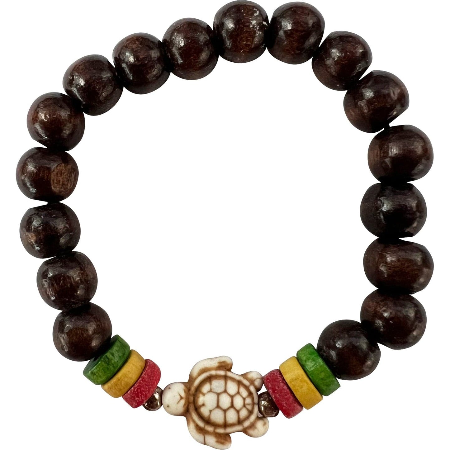 Brown Wood Turtle Bead Bracelet Wristband Bangle Mens Womens Handmade Jewellery