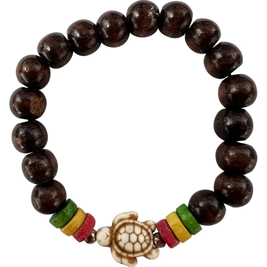 Brown Wood Turtle Bead Bracelet Wristband Bangle Mens Womens Handmade Jewellery