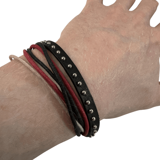 Cotton Studded Leather Bracelet Wristband Bangle Mens Womens Boys Girl Jewellery