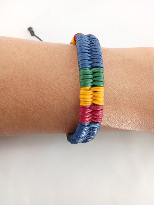 Cotton waxed bracelet blue Rasta hippie jewellery wristband for unisex