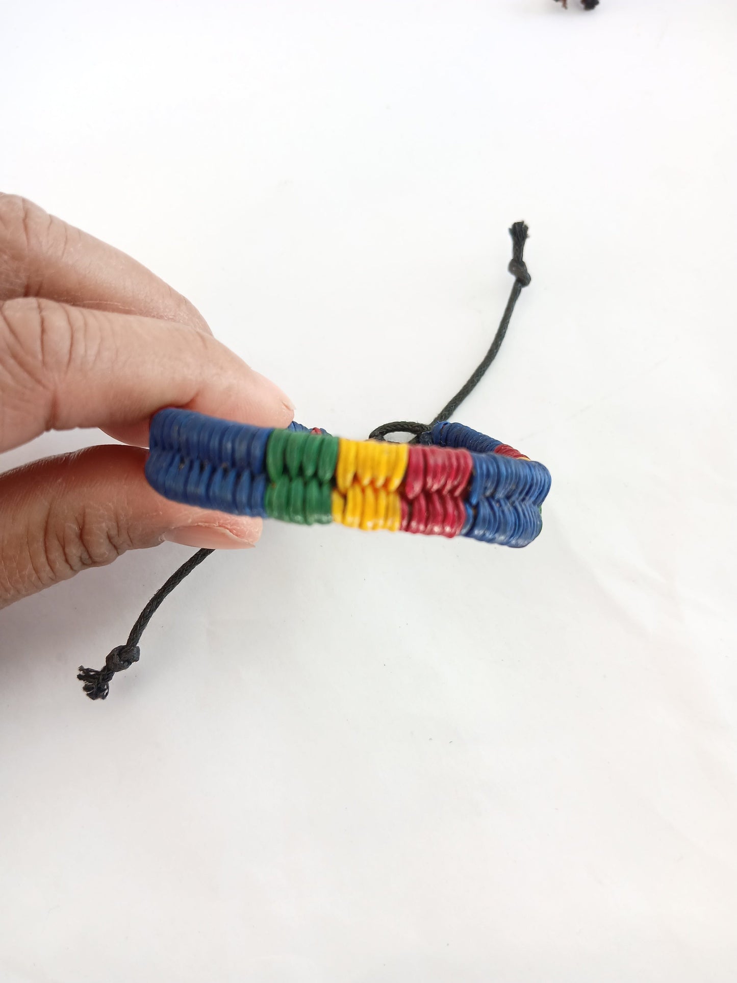 Cotton waxed bracelet blue Rasta hippie jewellery wristband for unisex