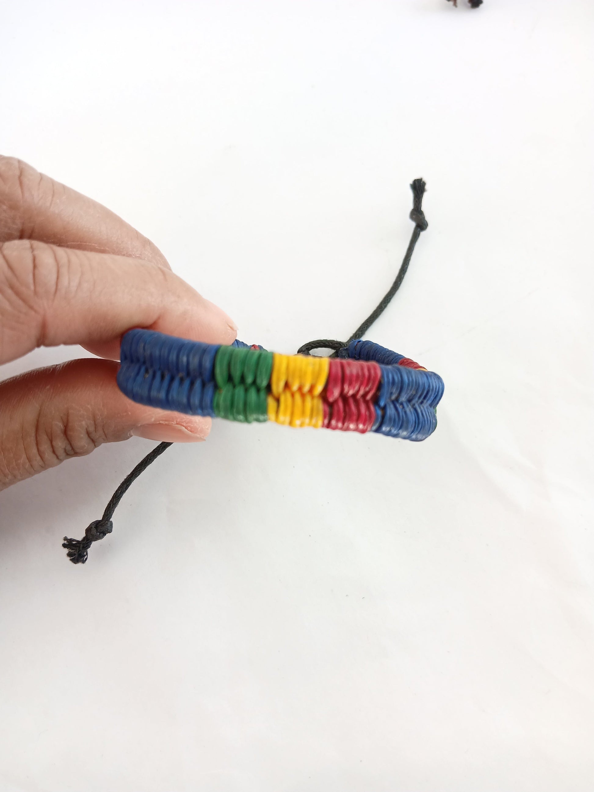 Cotton waxed bracelet blue Rasta hippie jewellery wristband for unisex