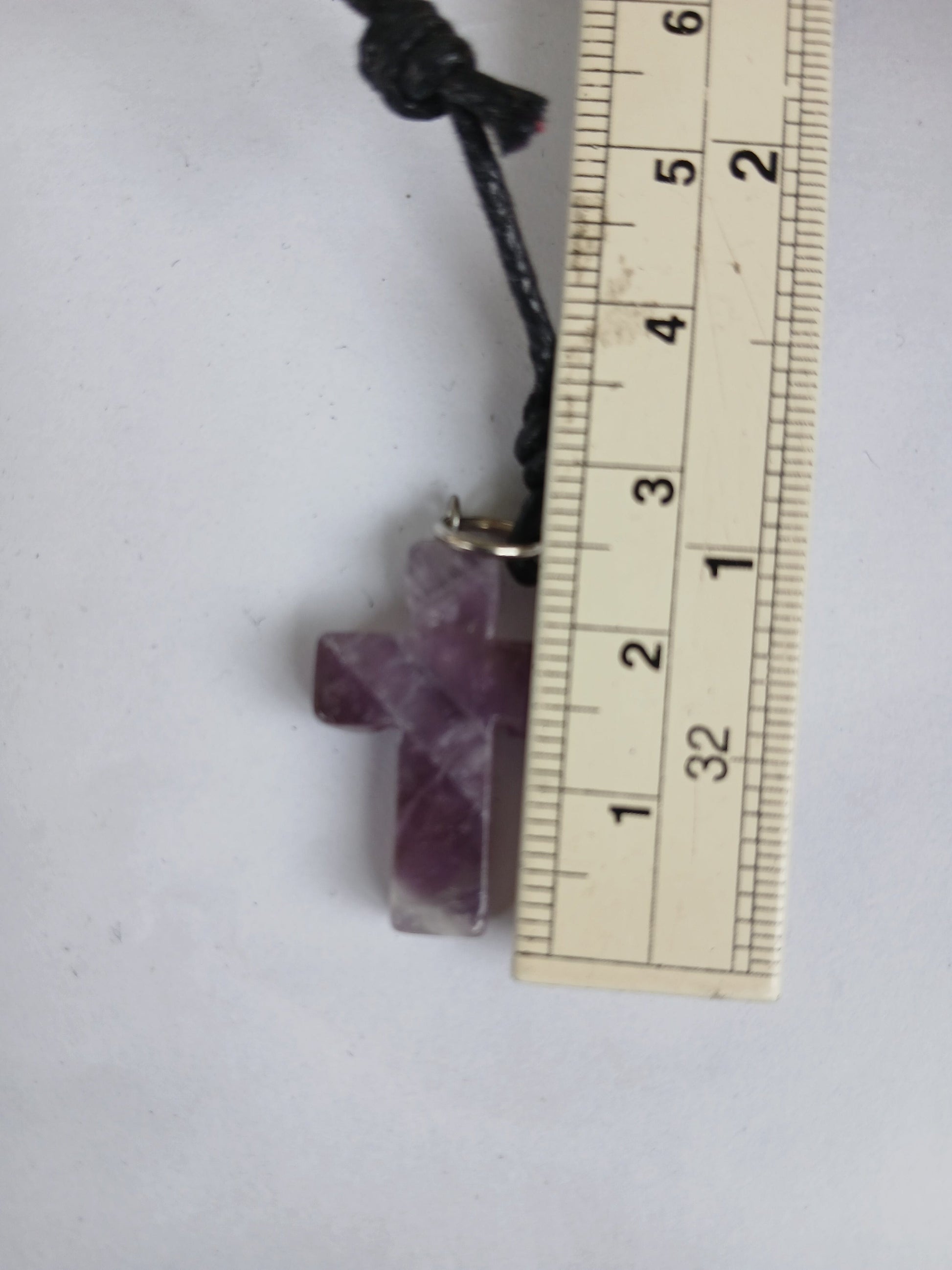 Cross Amethyst gemstone crystal  pendant necklace charm choker black adjustable cord