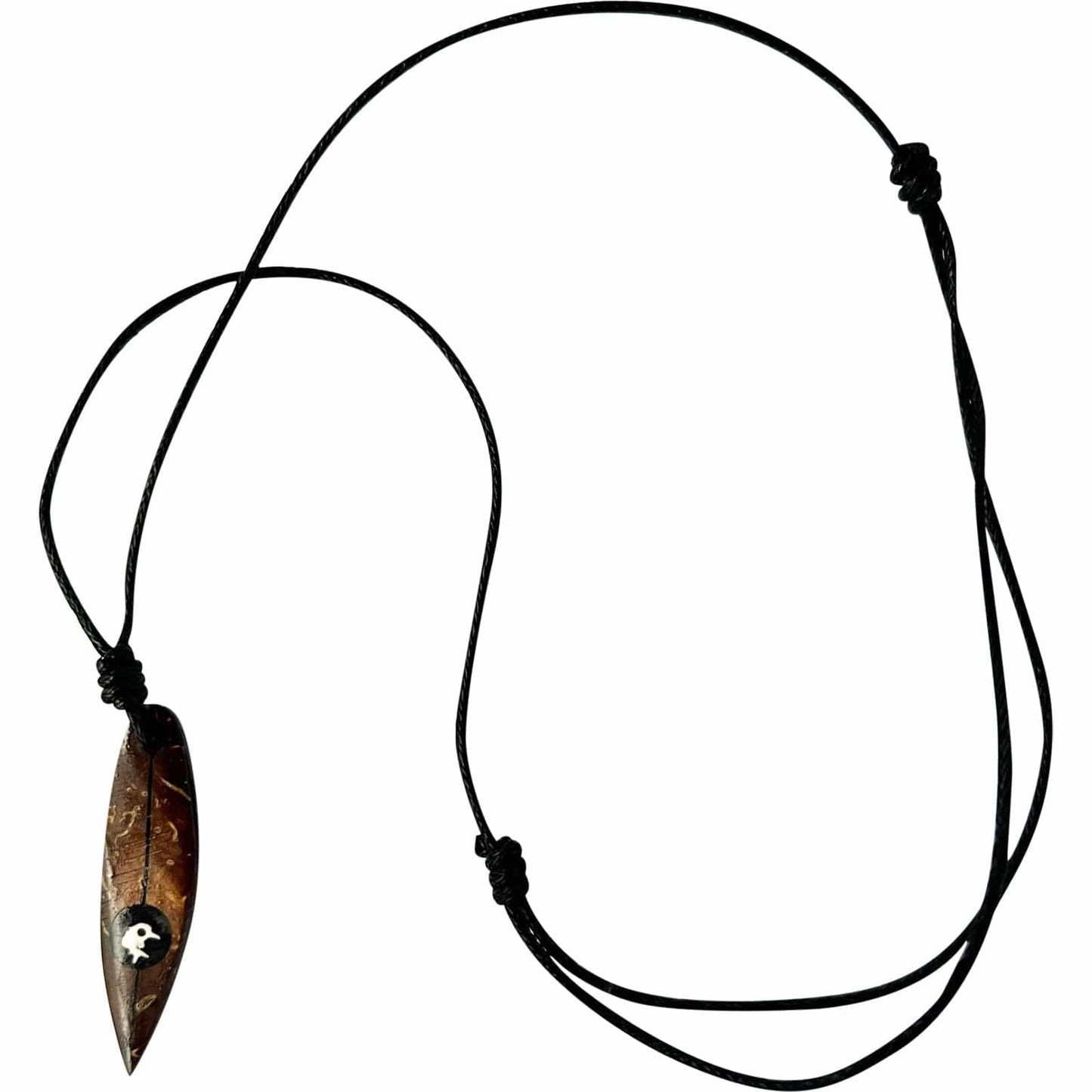 Dolphin Wood Surfboard Pendant Necklace Black Cord Chain Mens Womens Jewellery