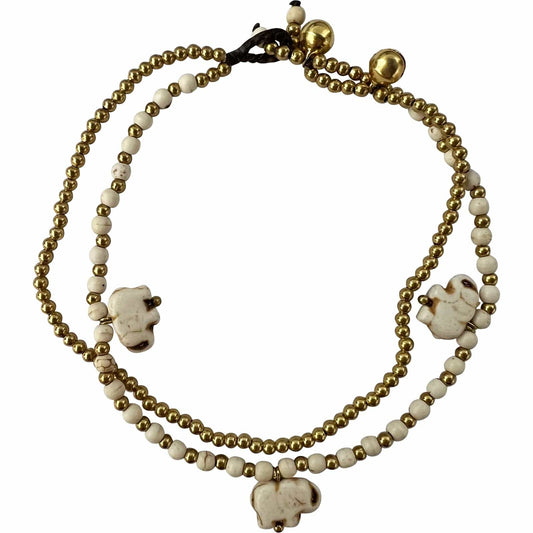 Elephant Beads Gold Anklet Foot Chain Ankle Bracelet Womens Ladies Girls Jewelry