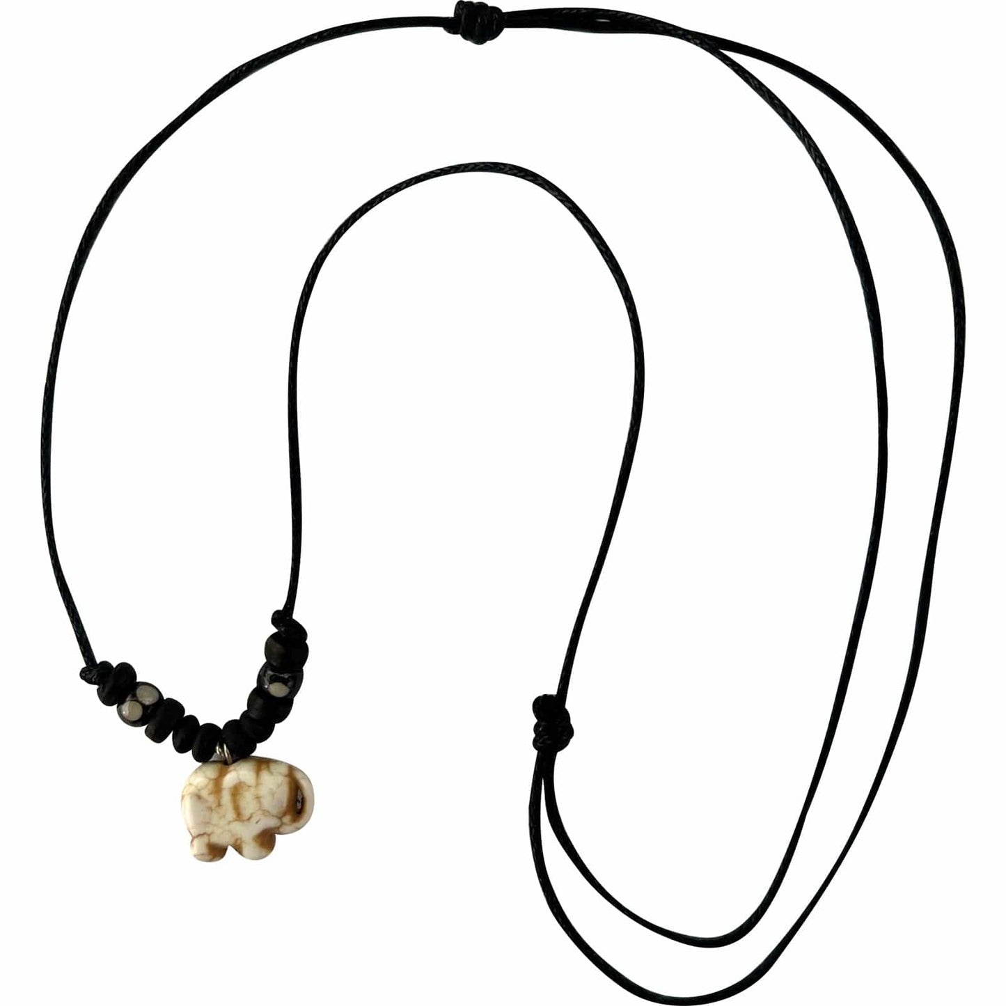 Elephant Pendant Necklace Wood Beads Chain Mens Womens Girls Boys Guys Jewellery