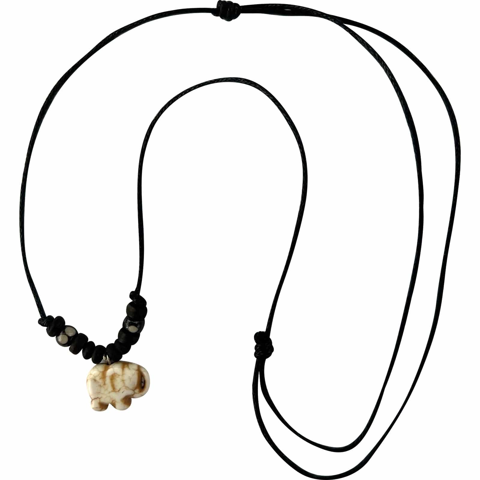 Elephant Pendant Necklace Wood Beads Chain Mens Womens Girls Boys Guys Jewellery
