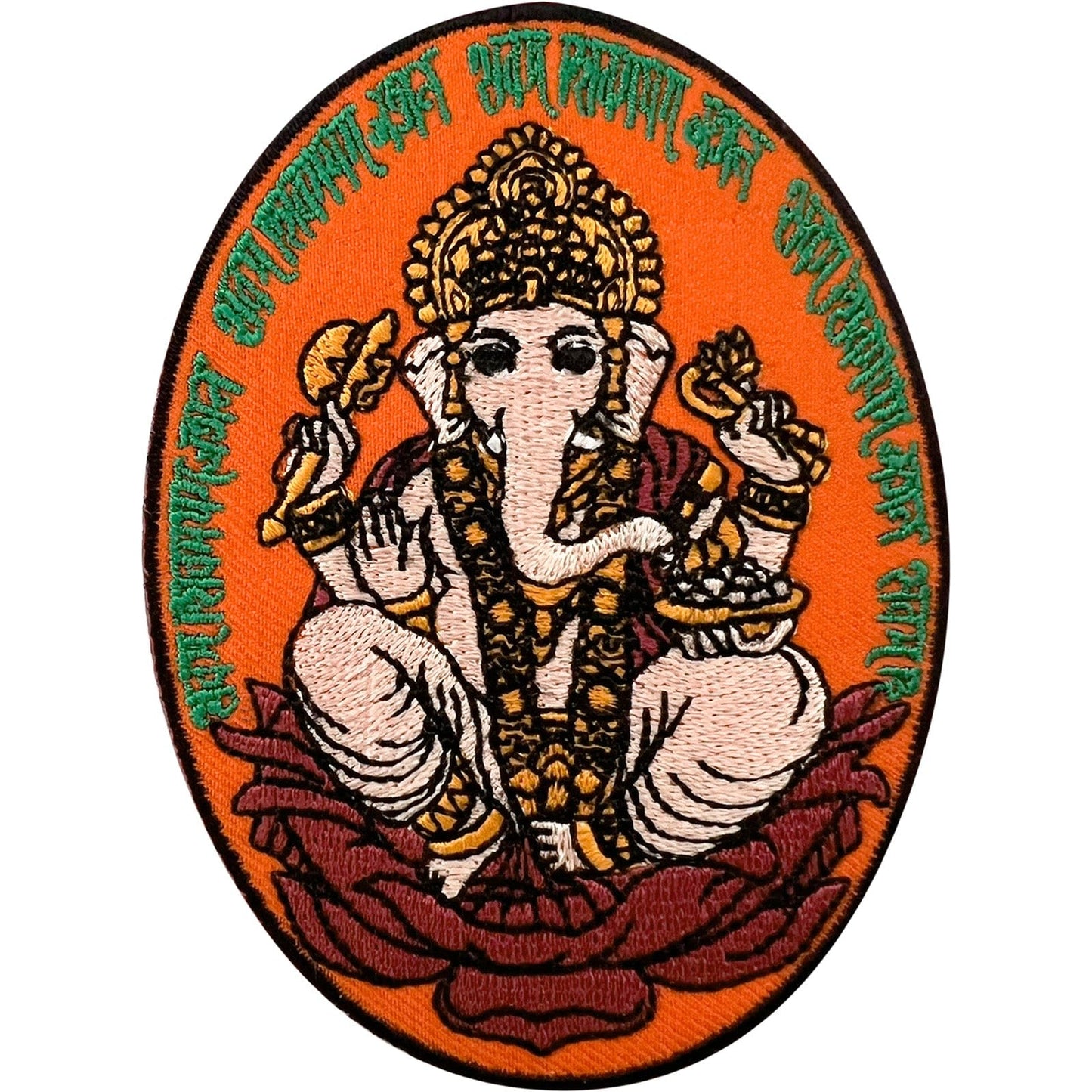 Ganesha Hindu Elephant God Patch Iron On Sew On Clothes Ganesh Embroidered Badge