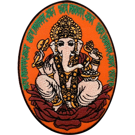 Ganesha Hindu Elephant God Patch Iron On Sew On Clothes Ganesh Embroidered Badge