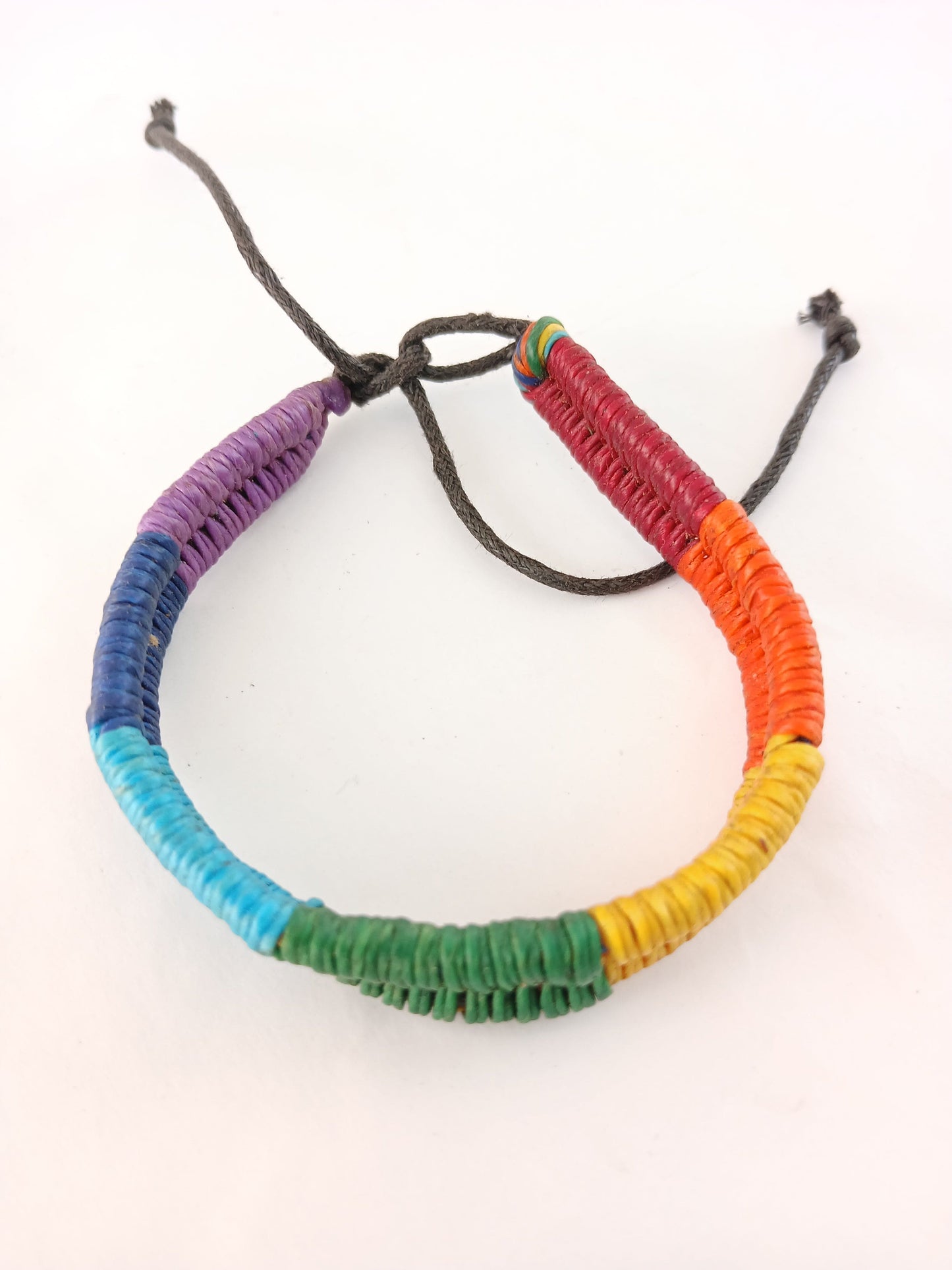 Gay pride rainbow cotton waxed bracelet handmade wristband jewellery for unisex