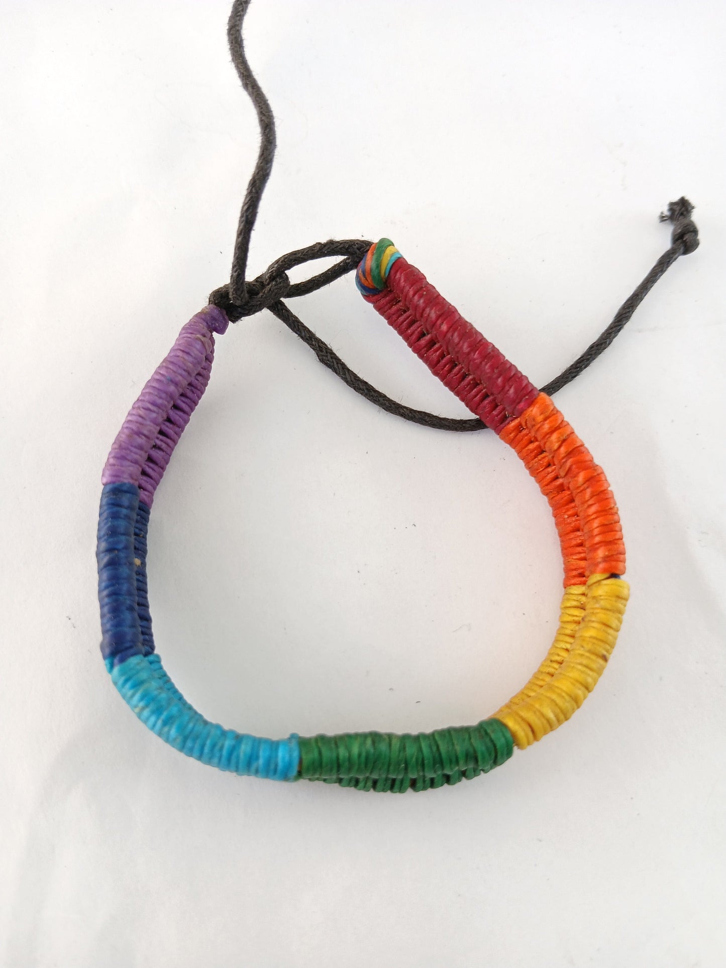 Gay pride rainbow cotton waxed bracelet handmade wristband jewellery for unisex