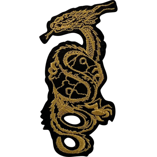 Gold Chinese Dragon Patch Iron Sew On Clothes Bag Denim Jacket Embroidered Badge