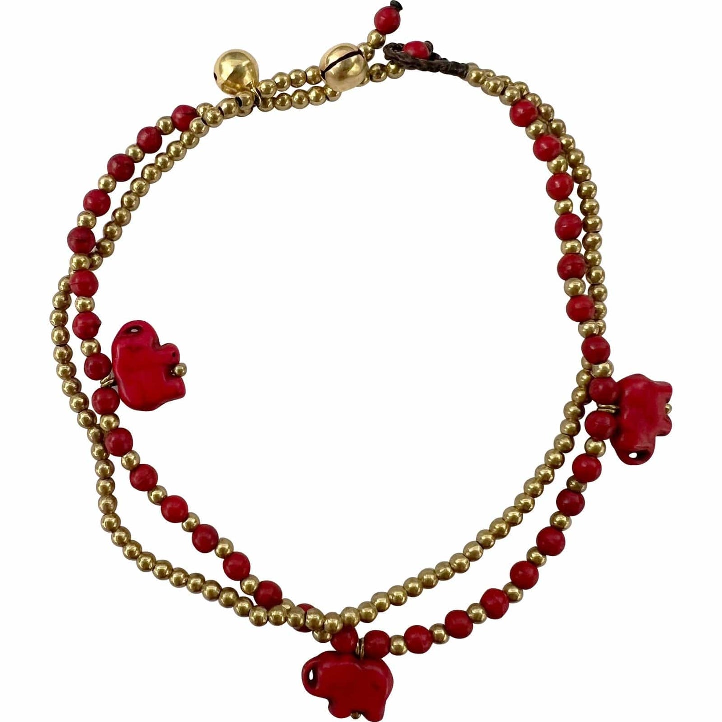 Gold Red Elephant Beads Anklet Foot Chain Ankle Bracelet Womens Girls Jewellery