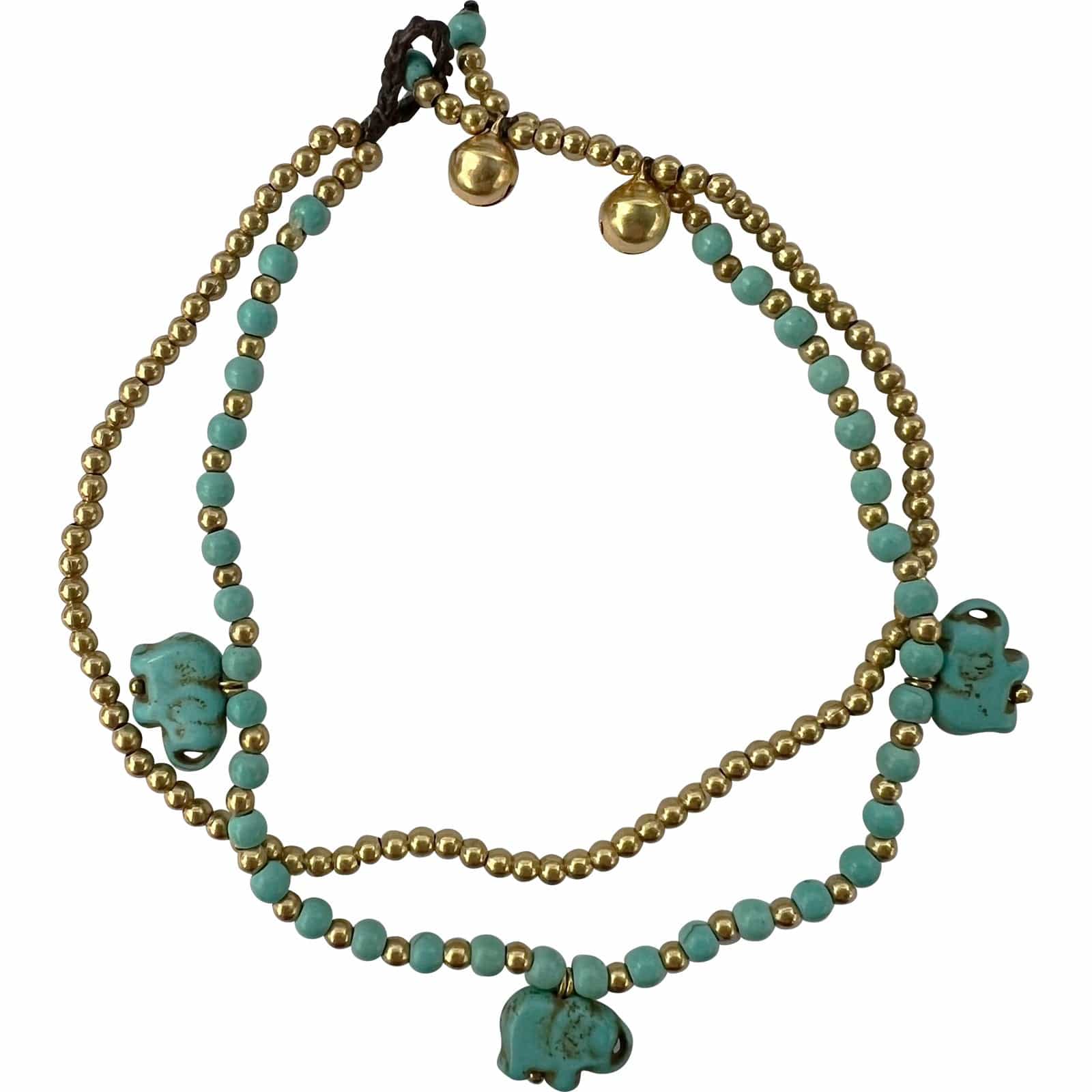 Gold Turquoise Elephant Beads Anklet Foot Chain Ankle Bracelet Womens Jewellery