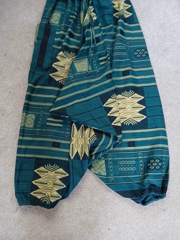 Green Cotton Hippie Harem Pants Mens Womens Wide Leg Baggy Genie Thai Trousers