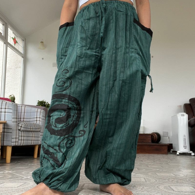 Green Harem Pants Wide Leg Genie Baggy Aladdin Gypsy Yoga Hippy Trousers Clothes