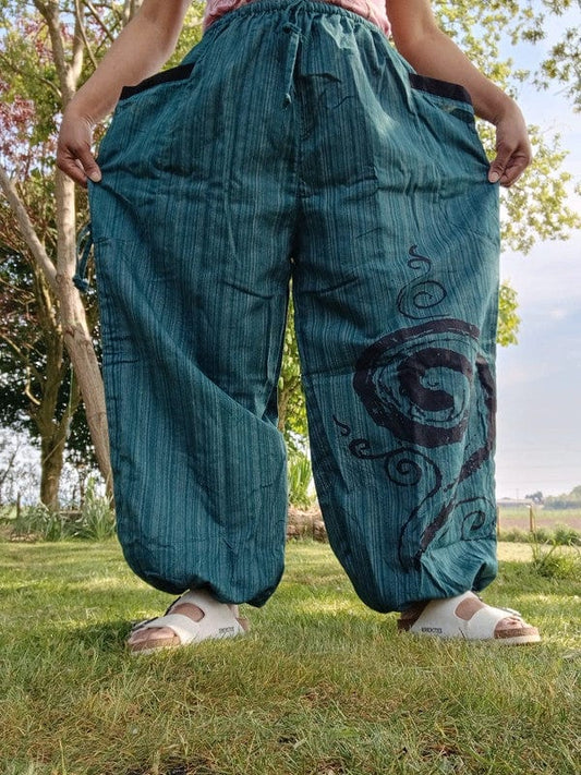 Green Harem Pants Wide Leg Genie Baggy Aladdin Gypsy Yoga Hippy Trousers Clothes