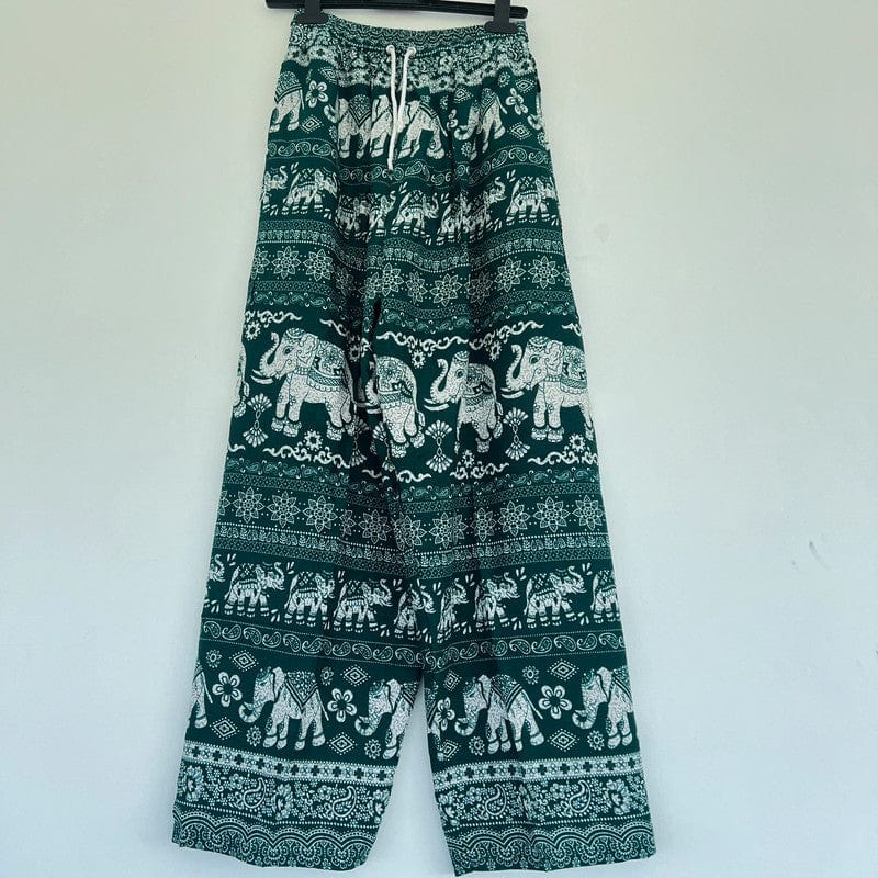 Green Thai Elephant Harem Pants Summer Holiday Beach Hippie Festival Trousers