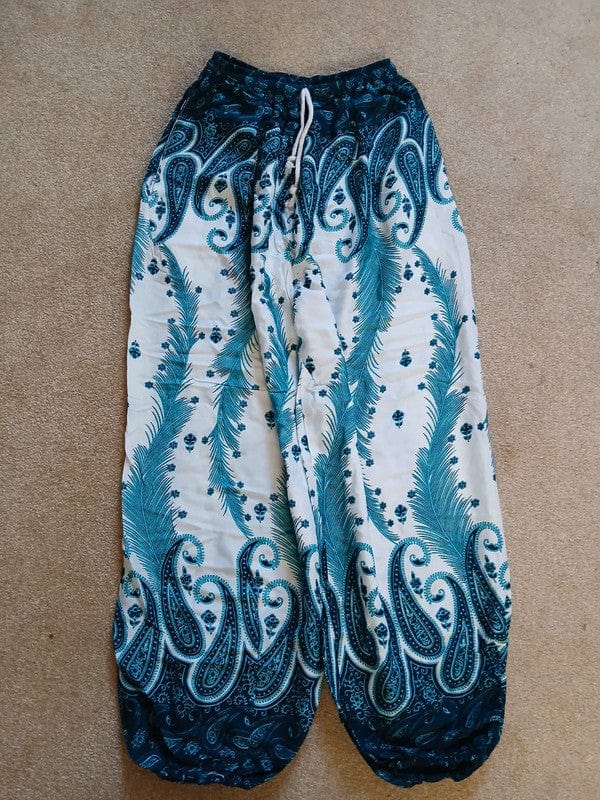 Green White Harem Pants Summer Holiday Beach Women Ladies Genie Aladdin Trousers