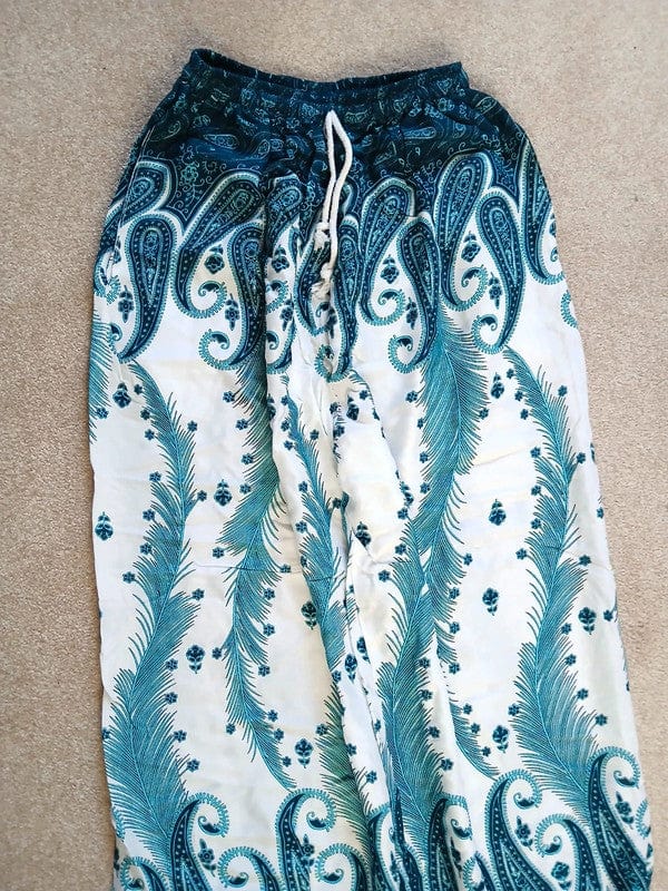 Green White Harem Pants Summer Holiday Beach Women Ladies Genie Aladdin Trousers