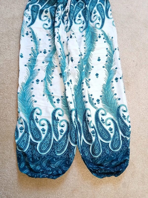 Green White Harem Pants Summer Holiday Beach Women Ladies Genie Aladdin Trousers