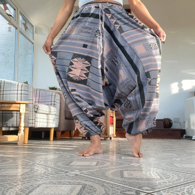 Grey Black Beige Thai Harem Pants Genie Aladdin Holiday Baggy Ali Baba Trousers