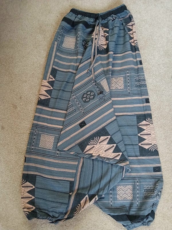 Grey Cream Aladdin Genie Harem Pants Hippie Wide Fit Baggy Mens Ladies Trousers