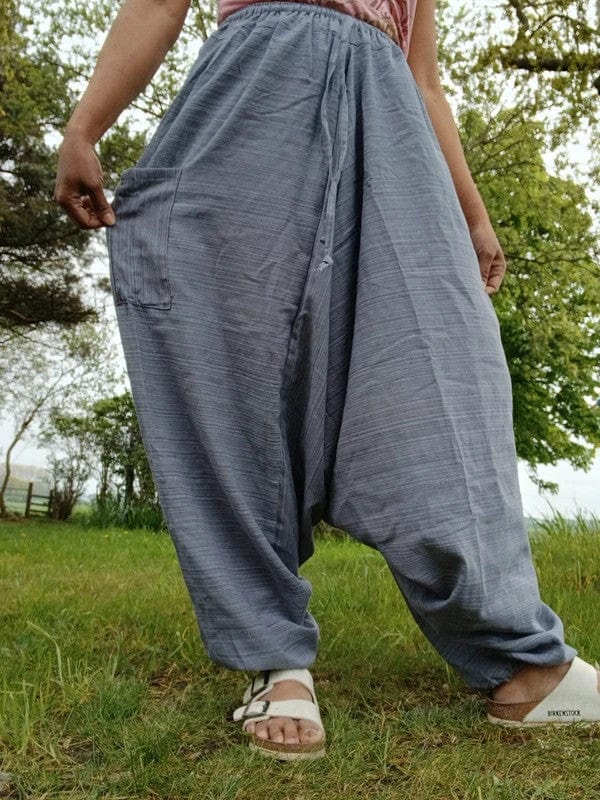 Grey Harem Pants Baggy Aladdin Genie Thai Fisherman Mens Womens Summer Trousers